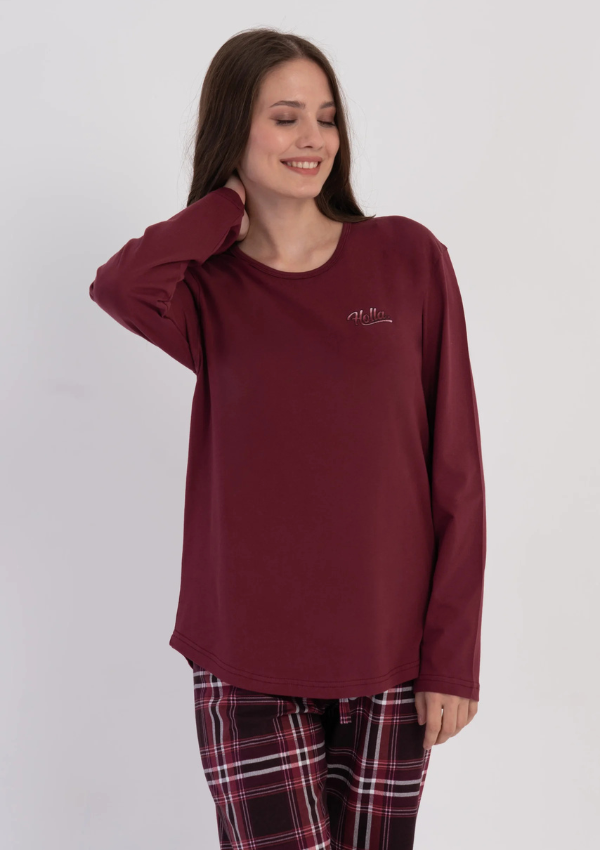Piżama Damska Vienetta Cozy RedCheck , Bordowy, r. M-XXL