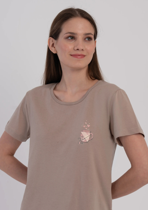Piżama Damska Vienetta Plaid Coffee, Beżowy, r. M-XXL