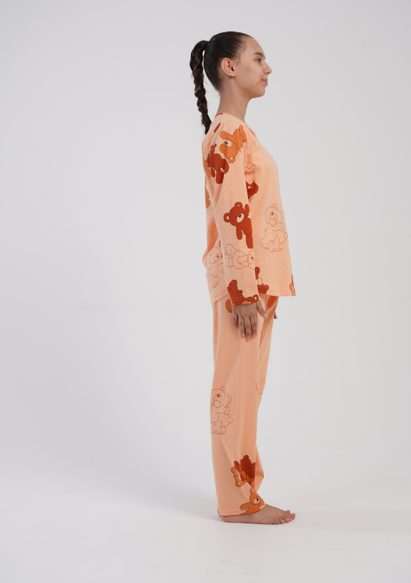 Piżama Dziecięca Vienetta Peach Bears, Brzoskwiniowy, r. 134-164