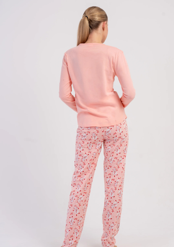 Piżama Damska Vienetta, Pink Snowman, Różowy, r. S-XL