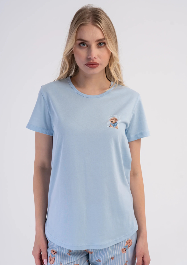 Piżama Damska Vienetta Sky Teddy, Niebieski, r. M-XXL