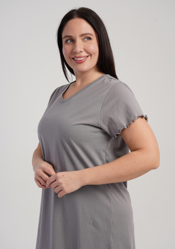 Koszula Nocna Damska Vienetta Grey Minimal, Szary, r. 1XL - 4XL
