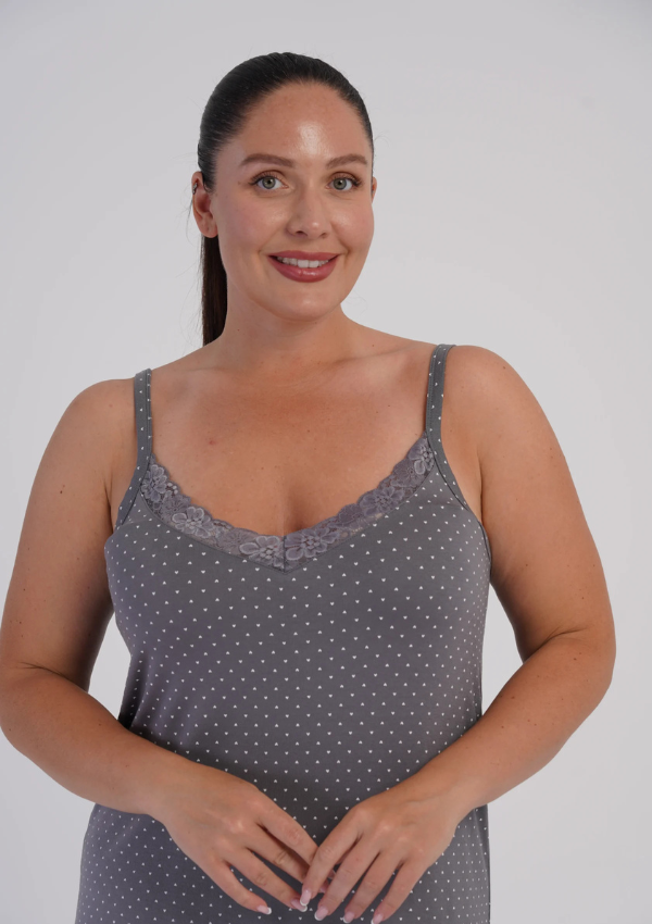 Koszula Nocna Damska Graphite Polka, Szary, r. 1XL - 4XL