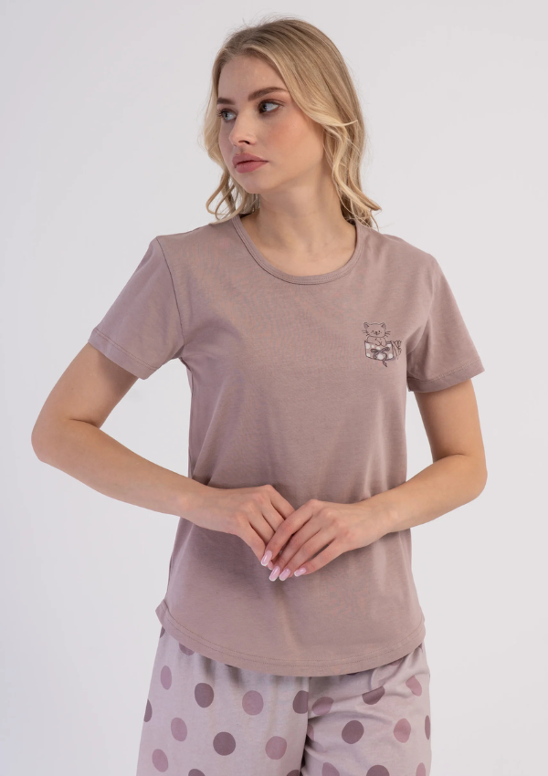 Piżama Damska Vienetta Sweet Dots, Różowy, M -XXL