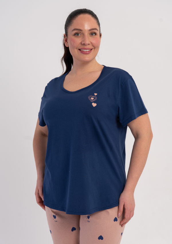 Piżama Damska Vienetta Navy Pink, Grantowy, r. 1XL-4XL