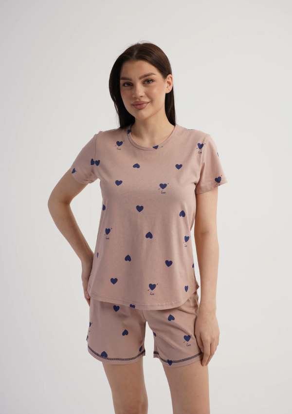 Piżama Damska Vienetta Sweet Hearts, Różowy, S -XL