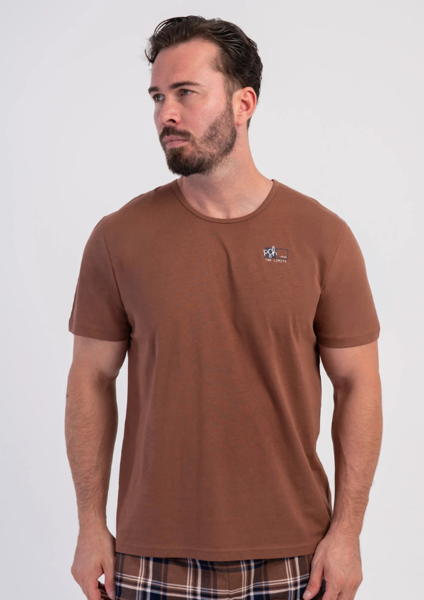 Piżama Męska Vienetta Mocha Navy, Brązowy, r. M-XXL