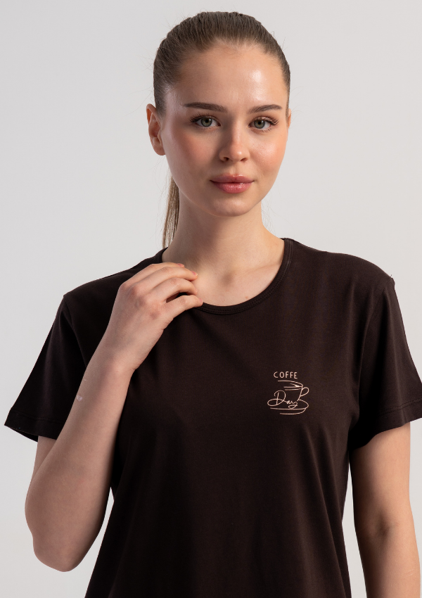 Piżama Damska Vienetta Coffee Breeze, Brązowy, r. M-XXL