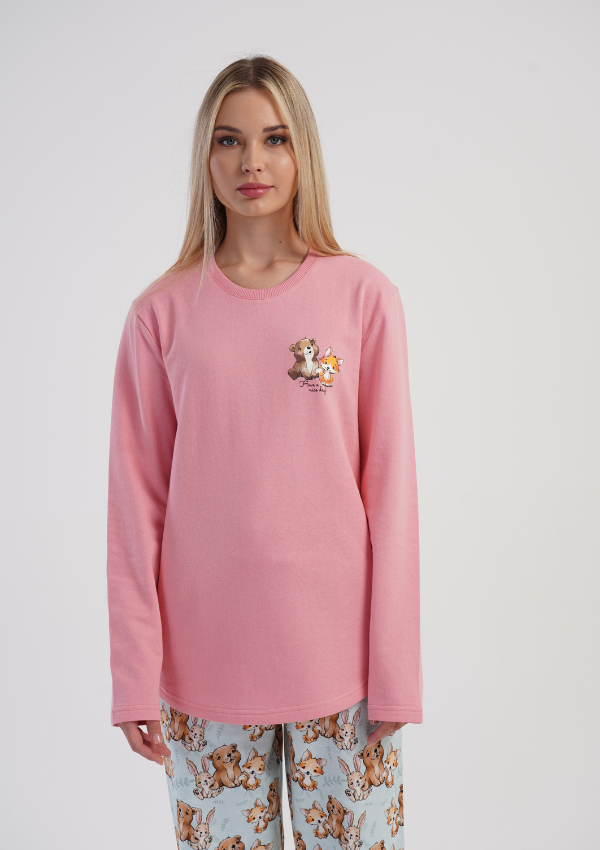 Piżama Damska Vienetta Cozy Pup, Różowy, r. S-XL