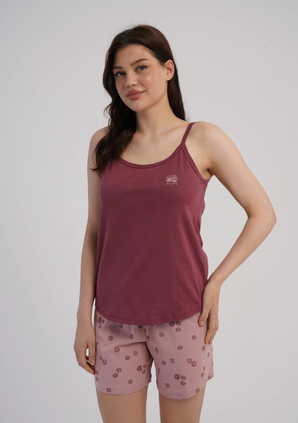 Piżama Damska Wild Blossom, Bordowy, S -XL