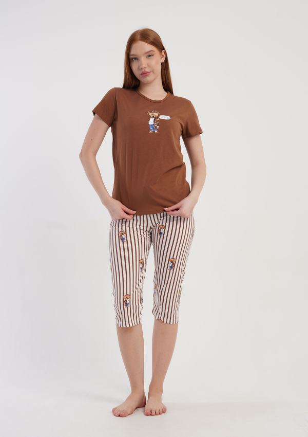 Piżama Damska Vienetta Sky Darling, Brązowy, r. M-XL