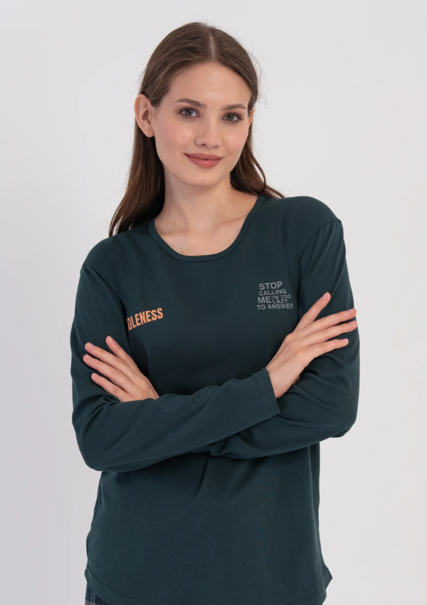 Piżama Damska Vienetta Green Check, Zielony, r. S-XL