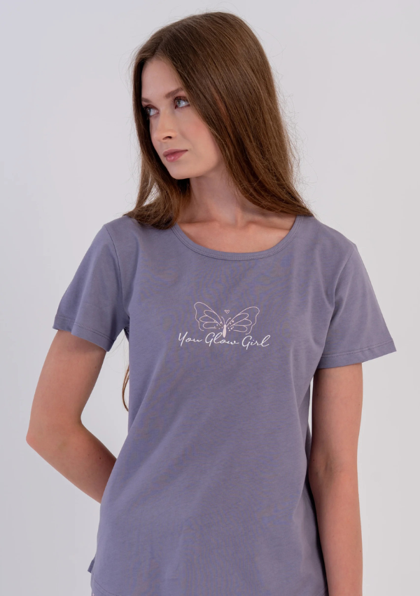 Piżama Damska Vienetta Butterfly Geo, Fioletowy, r. M-XXL