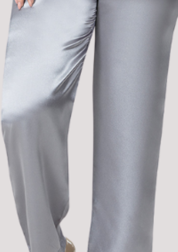 Piżama damska satynowa Vienetta, Silver Satin, Szary, 1XL - 3XL