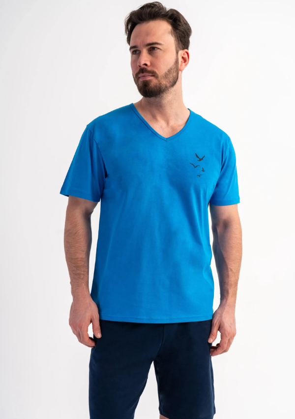 Piżama Męska Vienetta Blue Flight, Niebieski, r. S-XL