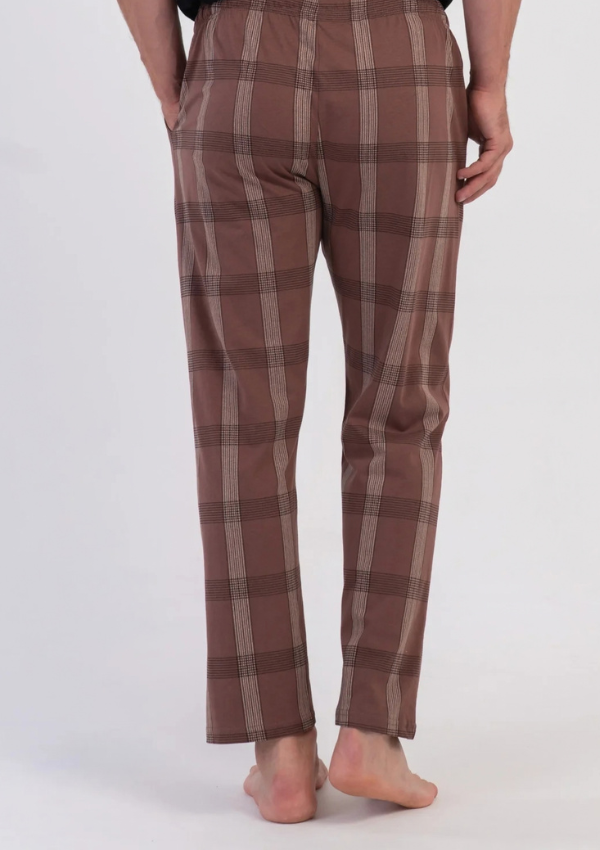 Spodnie męskie Vienetta Chestnut Plaid, Brązowy, r. 1XL-4XL