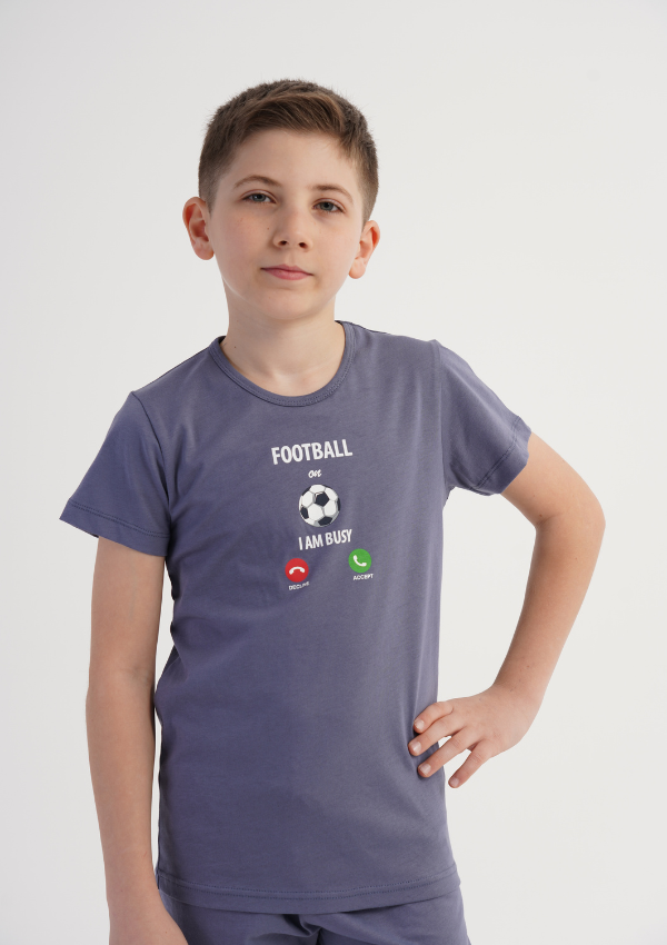 Piżama chłopięca Vienetta Football Champ, Szary, r. 134-164