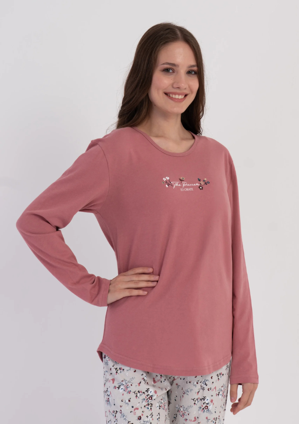 Piżama Damska Vienetta Pink Pattern, Różowy, r. M-XXL