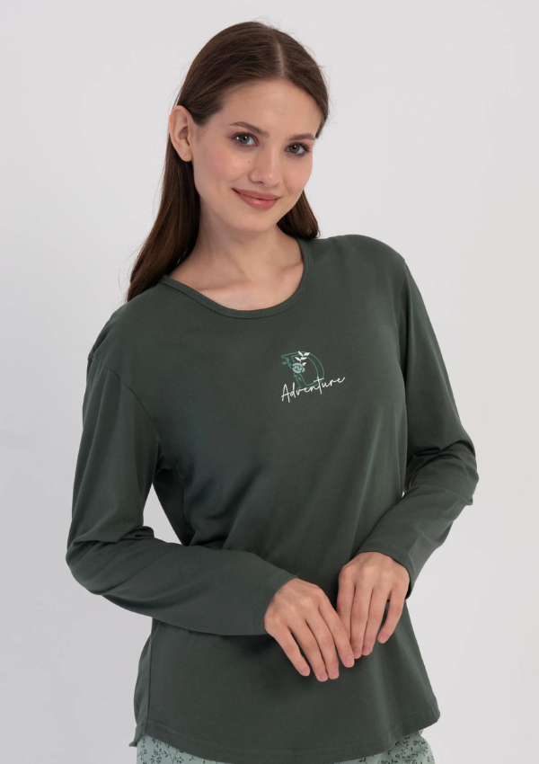 Piżama Damska Vienetta Botanical Green, Zielony, r. M-XXL