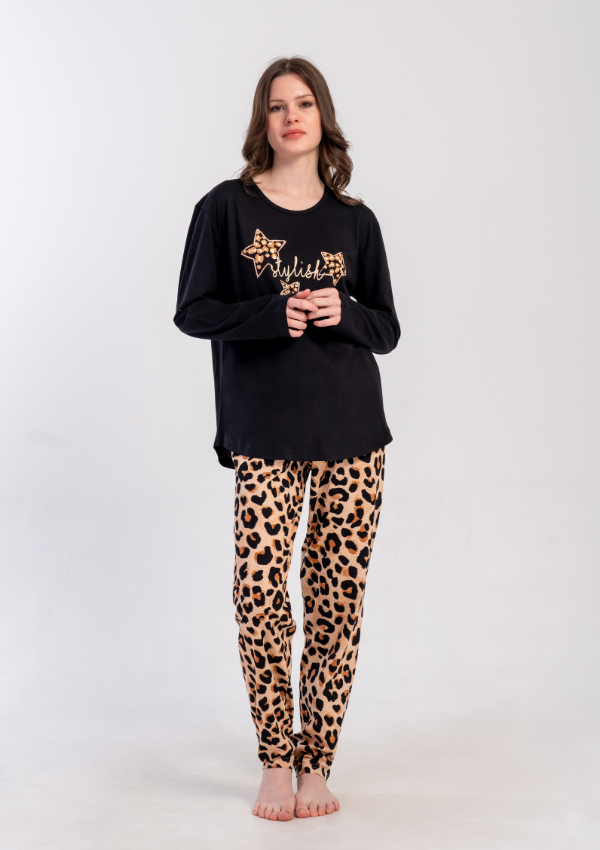 Piżama Damska Vienetta Wild Stellar, Czarny, r. 1XL-4XL