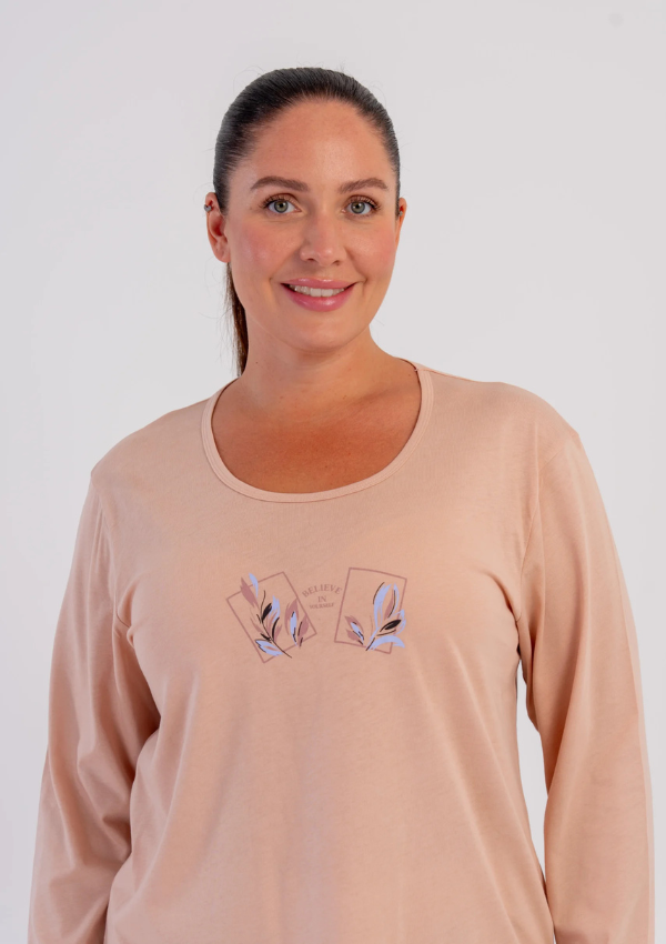 Piżama Damska Vienetta Sky Botanical, Beżowy, r. 1XL-4XL