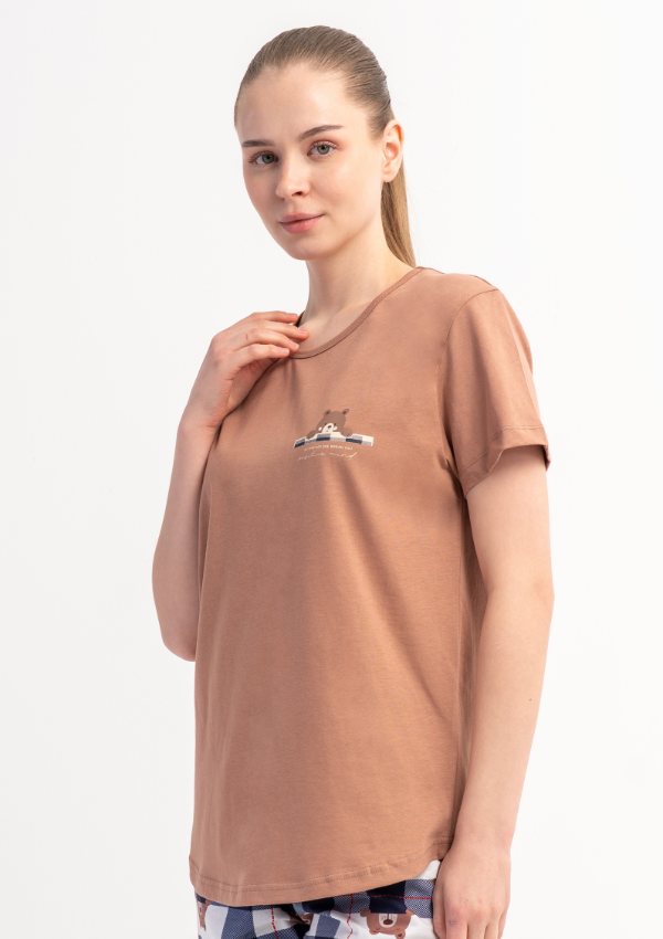 Piżama Damska Vienetta Soft Bear, Beżowy, r. S-XL