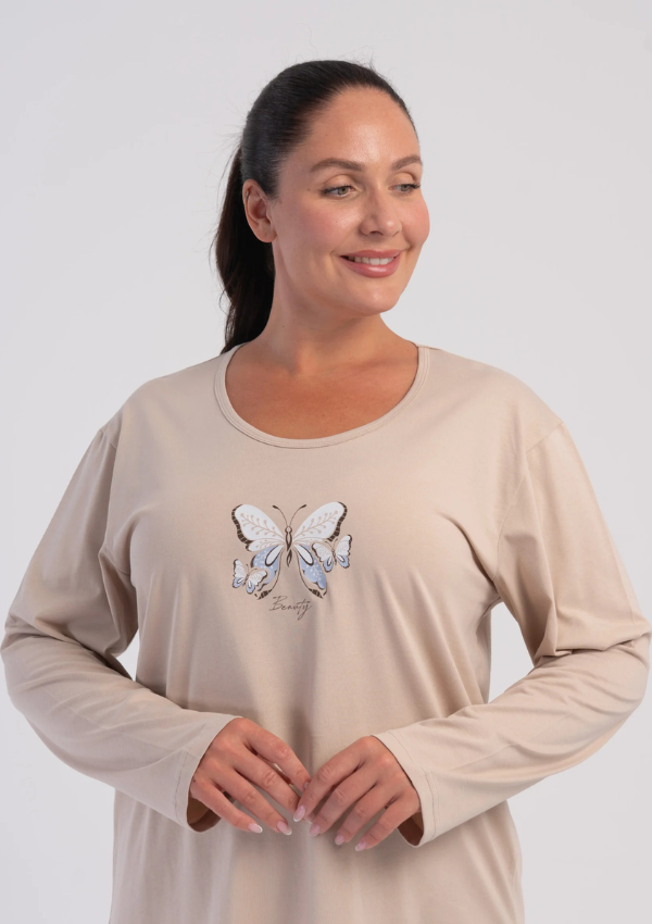Piżama Damska Vienetta Sand Butterfly, Beżowy, r. 1XL-4XL