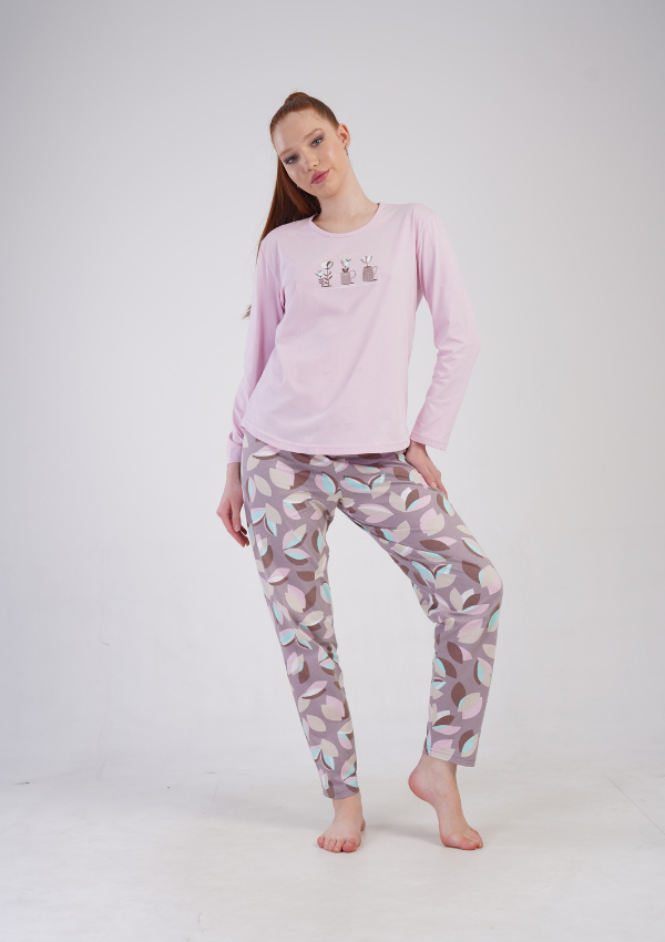 Piżama Damska Vienetta Leaf Dream, Różowy, r. 1XL-4XL