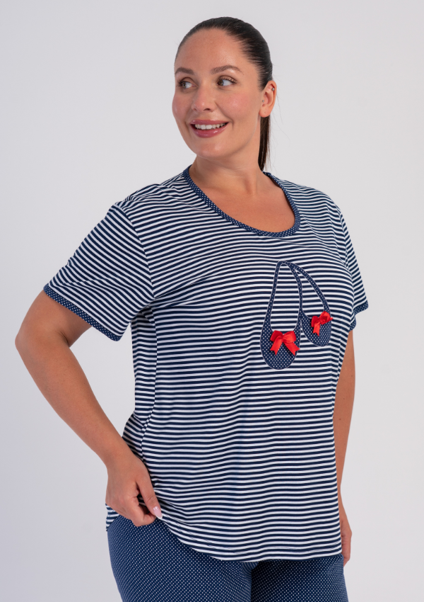 Piżama Damska Vienetta Ballet Dots, Granatowy, r. 1XL-4XL