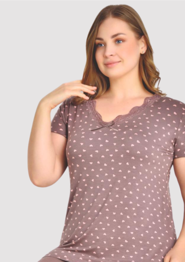Piżama damska Mauve Hearts, Różowy, r. 2XL-5XL