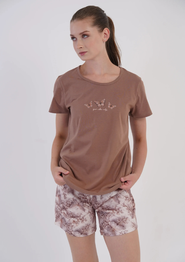 Piżama Damska Vienetta Cocoa Garden, Brązowy, S-XL