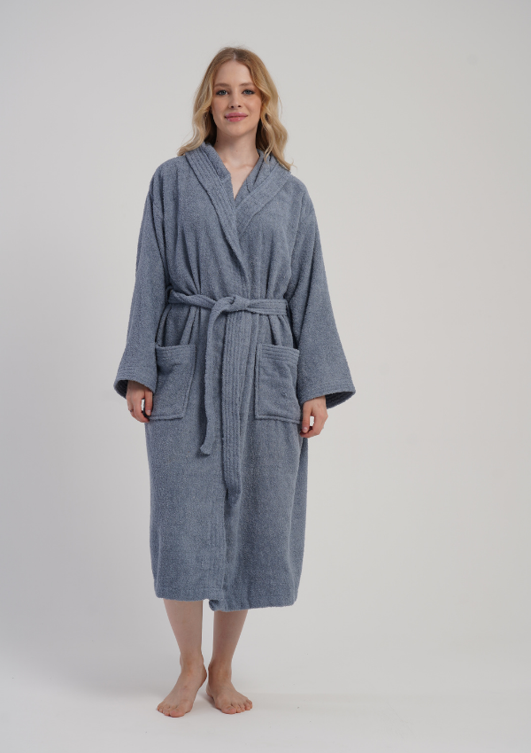 Szlafrok damski Vienetta Cozy Frotte, Niebieski, r. M-XXL