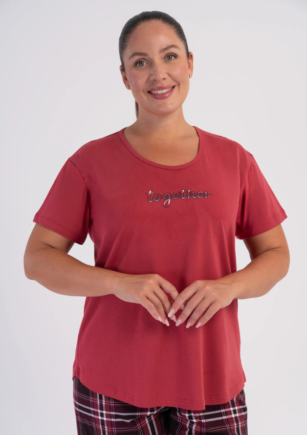 Piżama Damska Vienetta Together, Czerwony, r. 1XL-4XL