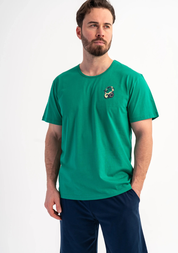 Piżama Męska Vienetta Green Ease, Zielony, r. S-XL