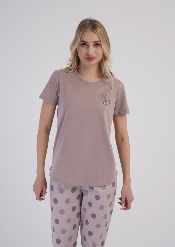 Piżama Damska Vienetta Rosy Dots, Różowy, r. S-XXL
