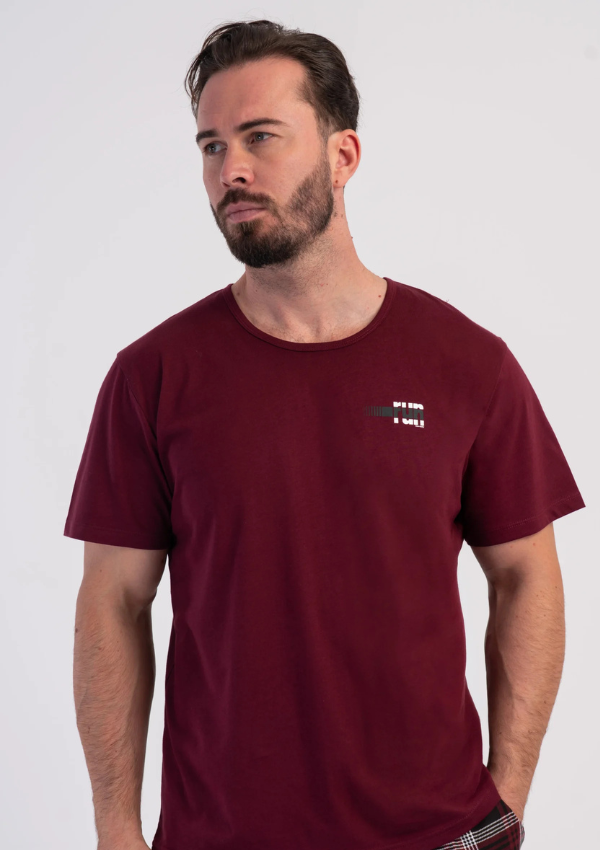 Piżama Męska Vienetta Burgundy Black, Bordowy, r. M-XXL