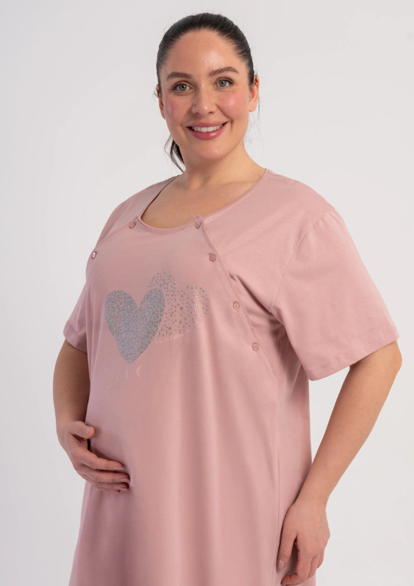 Koszula do Karmienia Vienetta Pink Love, Różowy, r. 1XL-4XL