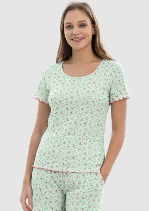Piżama Damska Mint Blossom, Zielony, M-XL