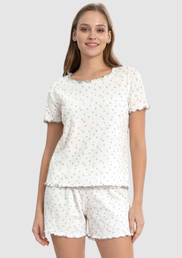 Piżama Damska Heart Breeze, Ecru, M-XL