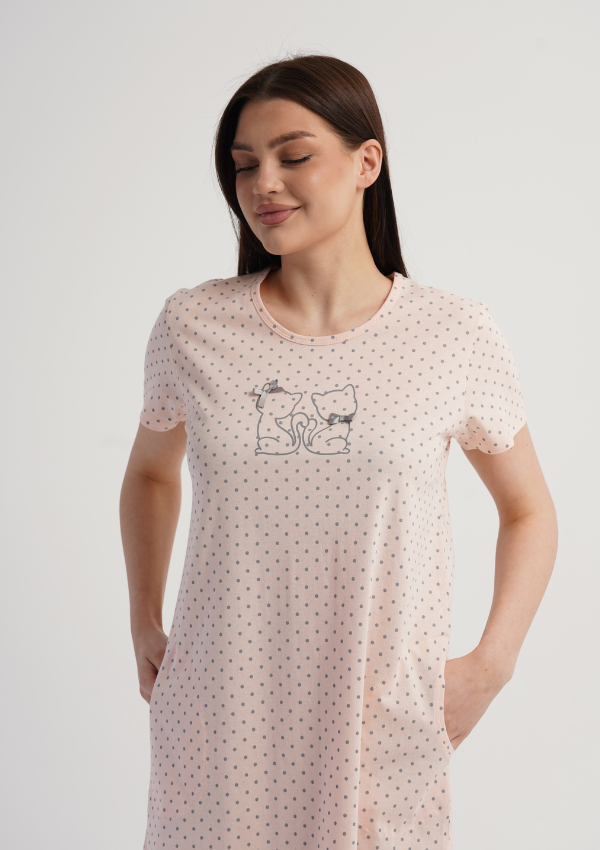 Koszula Nocna Vienetta Kitty Dots, Różowy, r. M-XXL