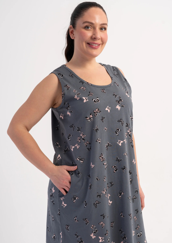 Koszula Nocna Damska Butterfly Dream, Szary, r. 5XL - 7XL