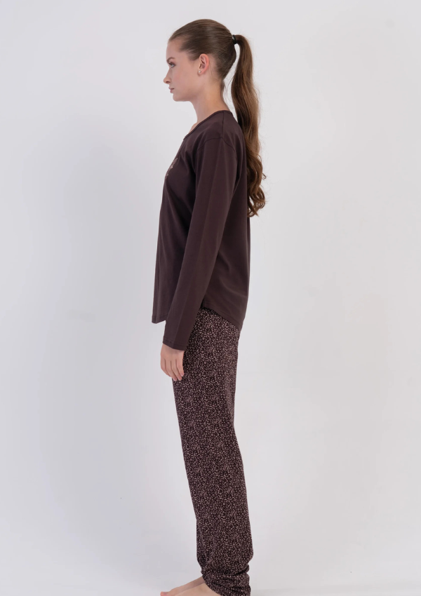 Piżama Damska Vienetta, Sand Cocoa, Brązowy, r. M-XXL