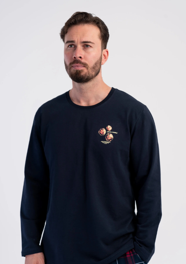 Piżama Męska Ocieplana Vienetta Midnight Burgundy, Granatowy, r. M-XXL