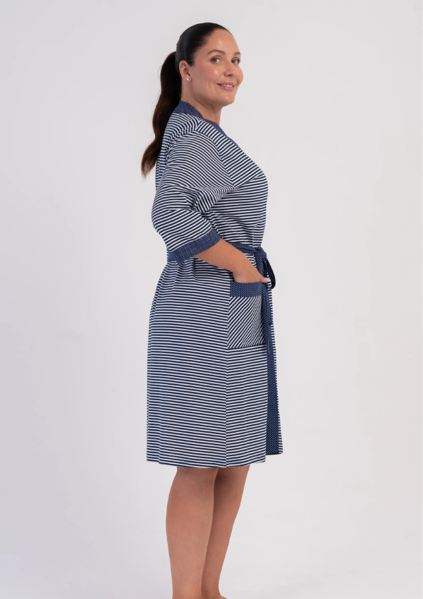 Szlafrok damski Vienetta Stripe Robe, Granatowy, r. 1XL - 4XL