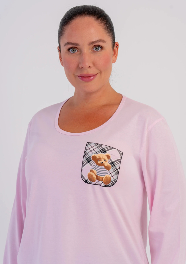 Piżama Damska Vienetta Rose Teddy, Różowy, r. 1XL-4XL