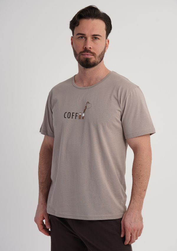 Piżama Męska Vienetta Coffee Chill, Taupe, r. M-XXL