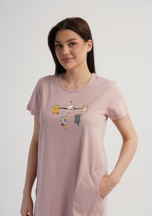 Koszula Nocna Vienetta Pink Pets, Różowy, r. M-XXL