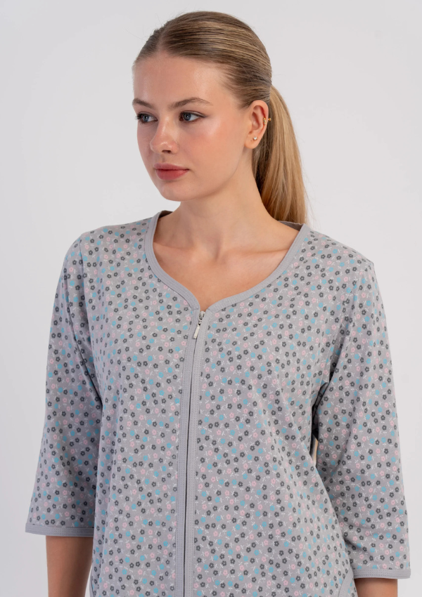 Szlafrok damski Vienetta Silver Pastel, Szary, r. M-XXL