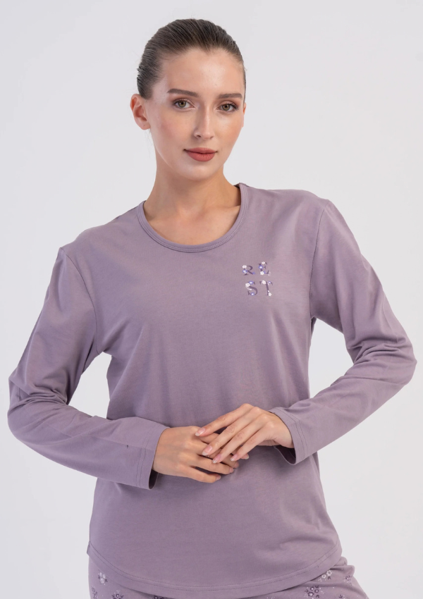 Piżama Damska Vienetta, Lavender Rest, Lawendowy, r. M-XXL
