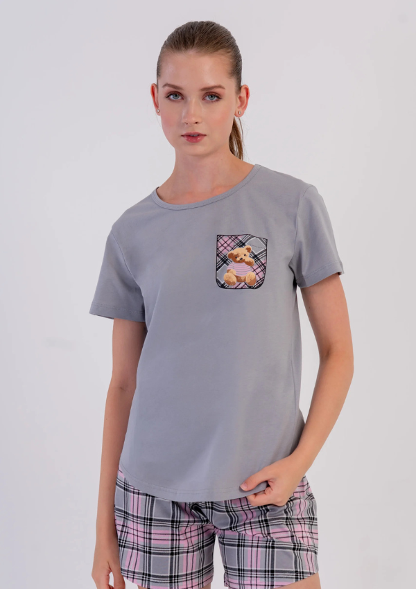 Piżama Damska Vienetta Blush Teddy, Szary, S-XL